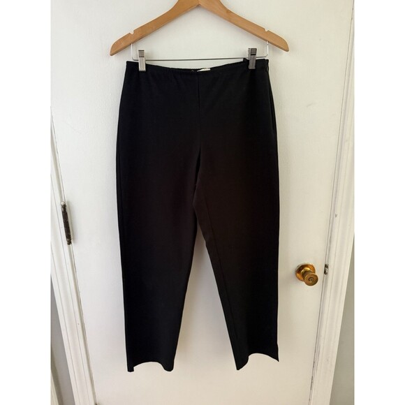 Eileen Fisher Women's Small Pull On Pants Black Straight Leg #RN78121 - Picture 1 of 9